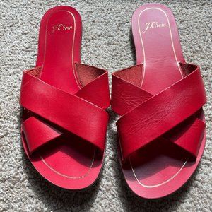 J.Crew Red Leather Slides